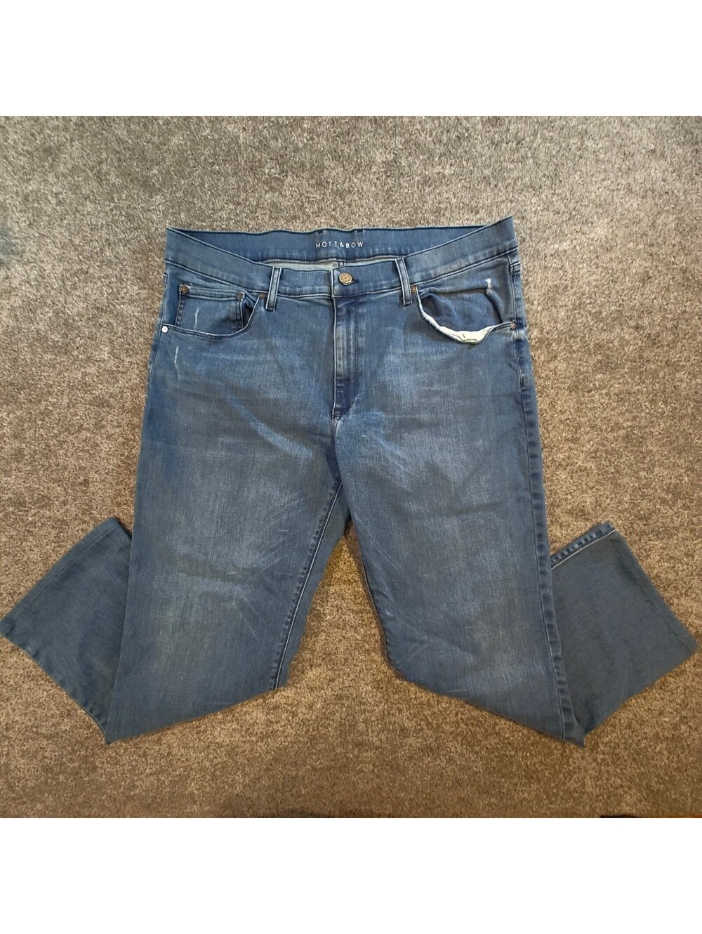 Mott & Bow Men's Straight Fit Jeans Blue Stretch Denim Size 38x32